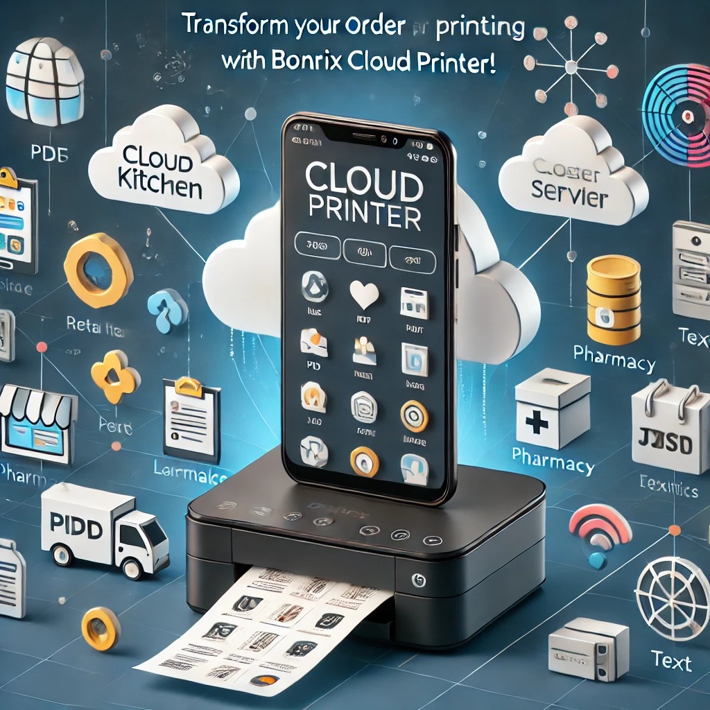 Bonrix Cloud Printer Android app for seamless order processing in cloud kitchens.