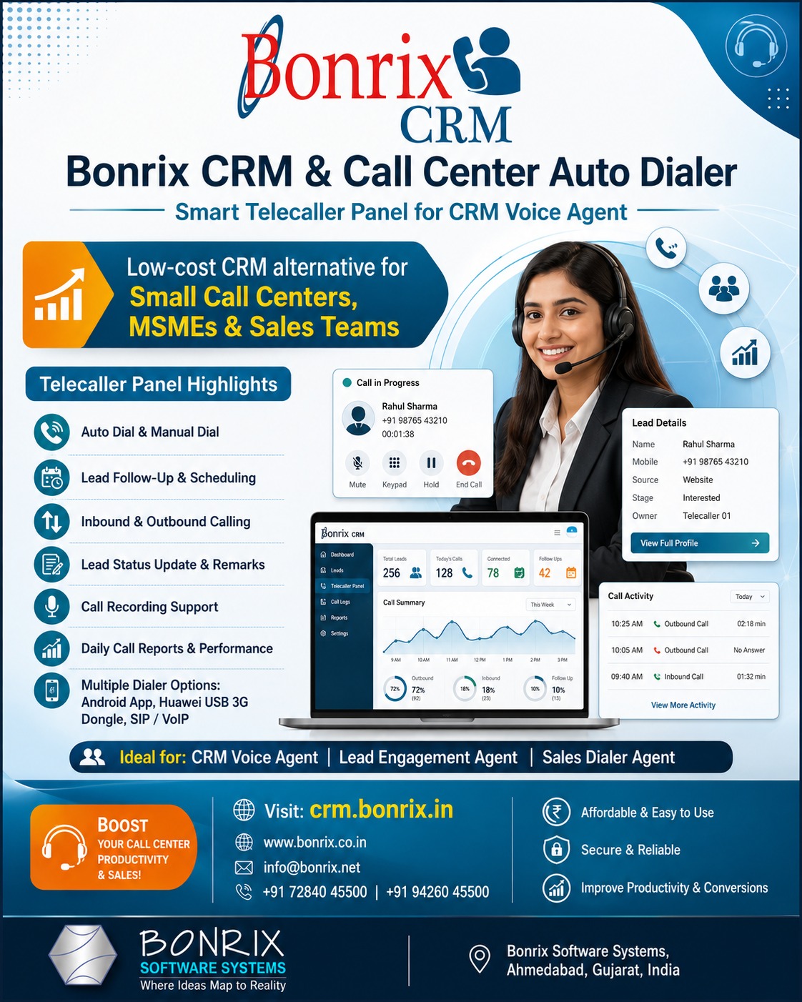 Bonrix CRM & Auto Dialer – Smart Lead Calling, Follow-Up and Telecaller Management Solution