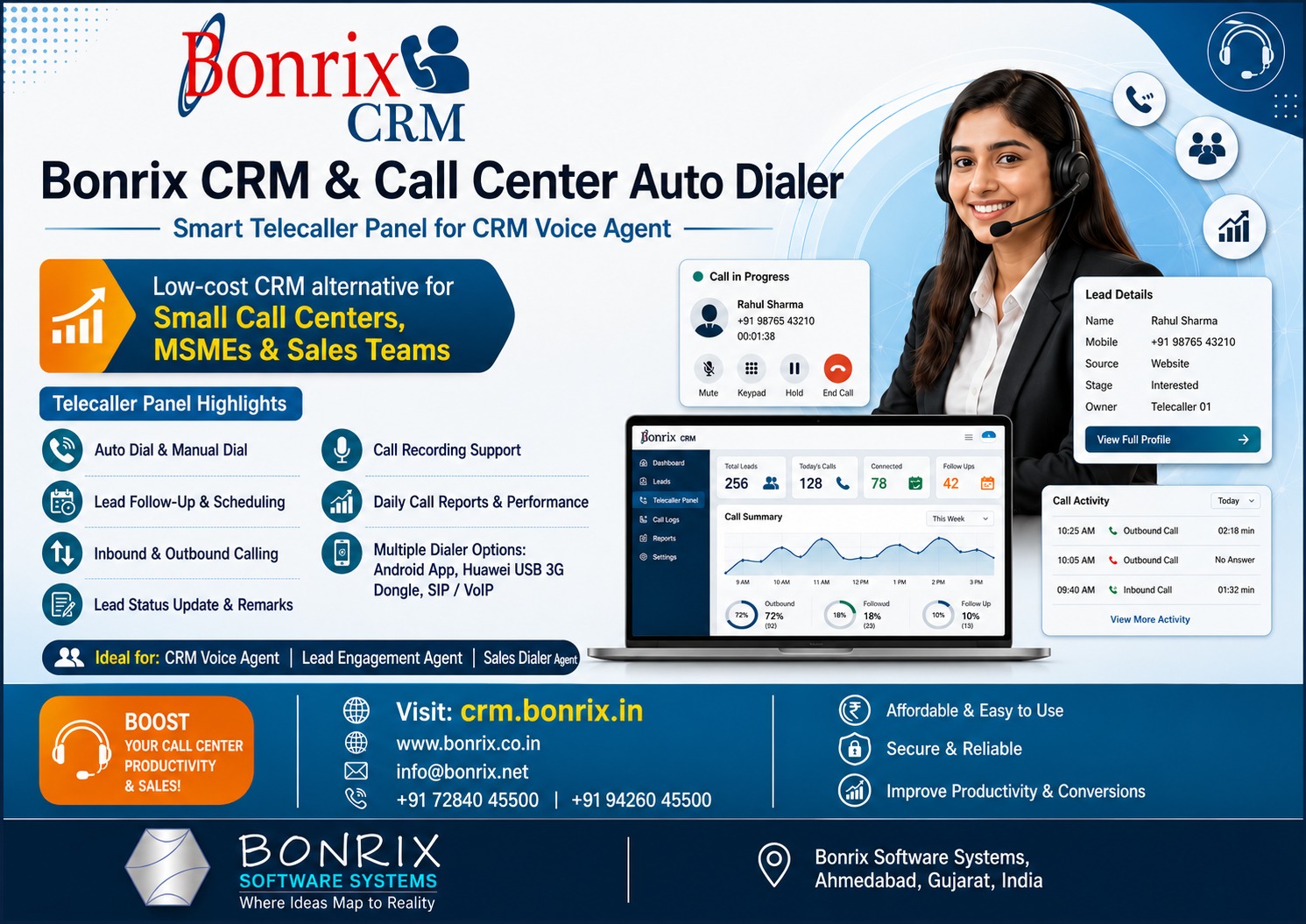 Bonrix CRM & Auto Dialer –  Telecaller Management Solution