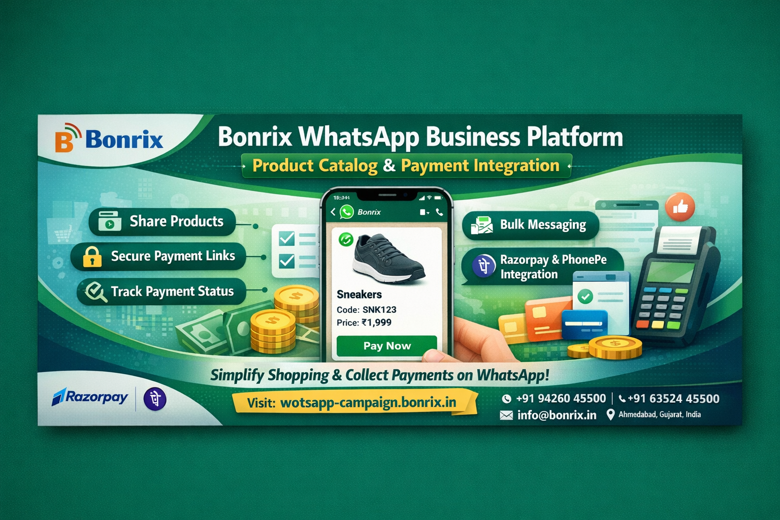 Bonrix WhatsApp Product Catalog with Payment Link Integration