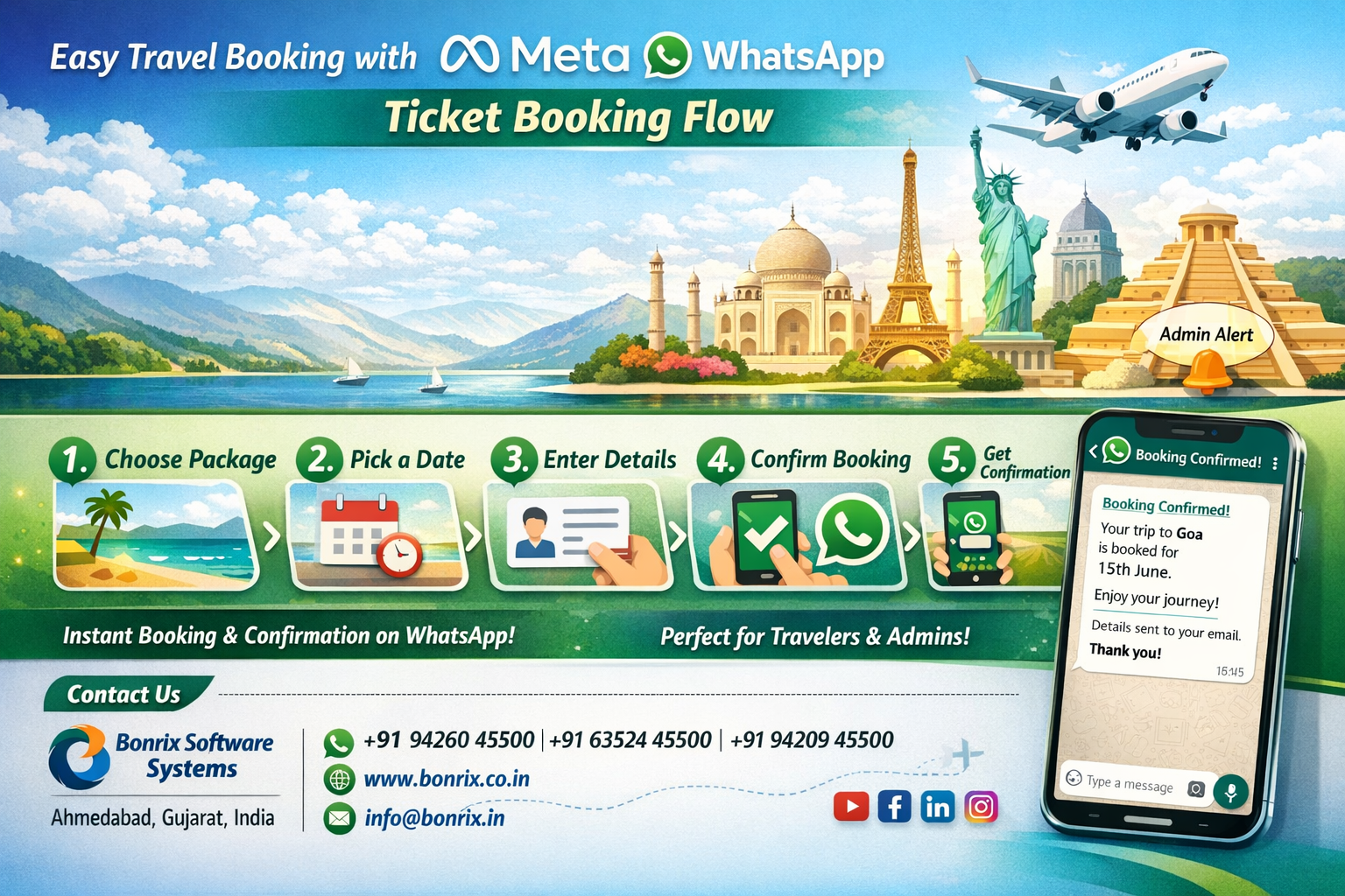 Meta Business WhatsApp Travel Ticket Booking Flow Interface