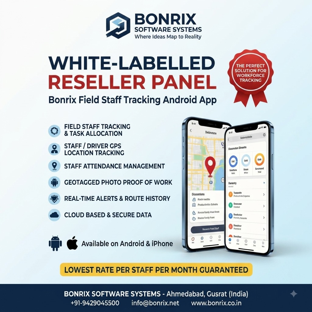 Bonrix Field Staff Tracking App – GPS Attendance, Task Allocation & Real-Time Staff Tracking
                                      