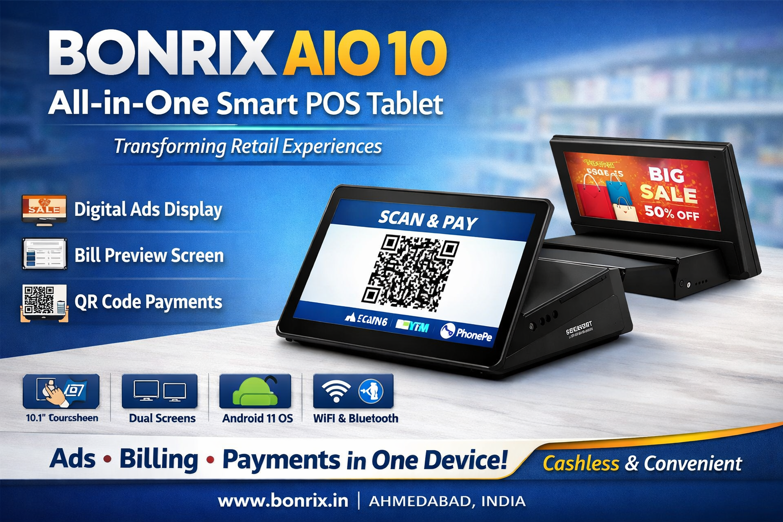 BONRIX AIO 10 Smart All-in-One POS Tablet